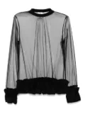 Noir Kei Ninomiya sheer long-sleeved top - Black
