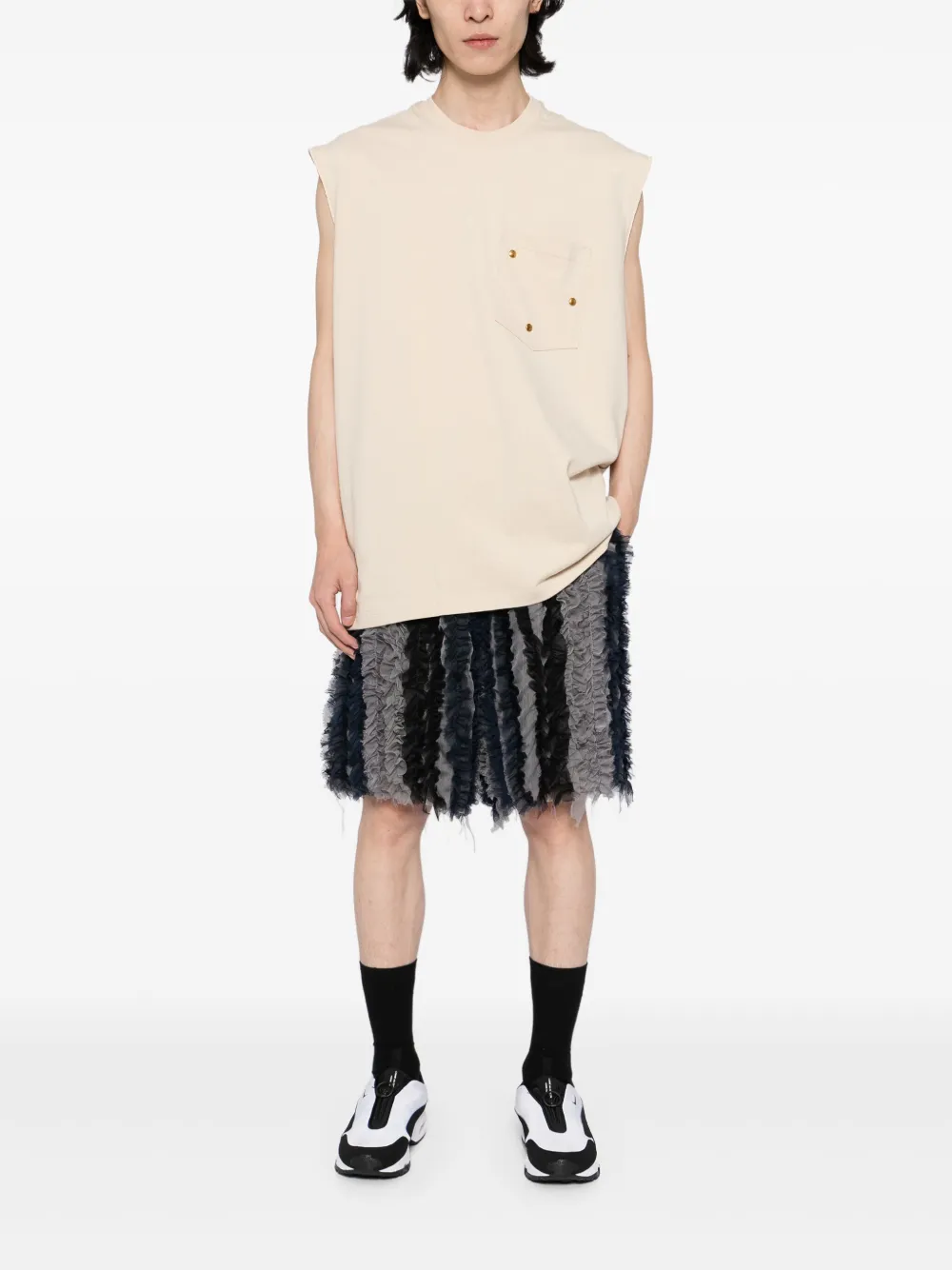 Song For The Mute Gerafelde elastische shorts - Blauw