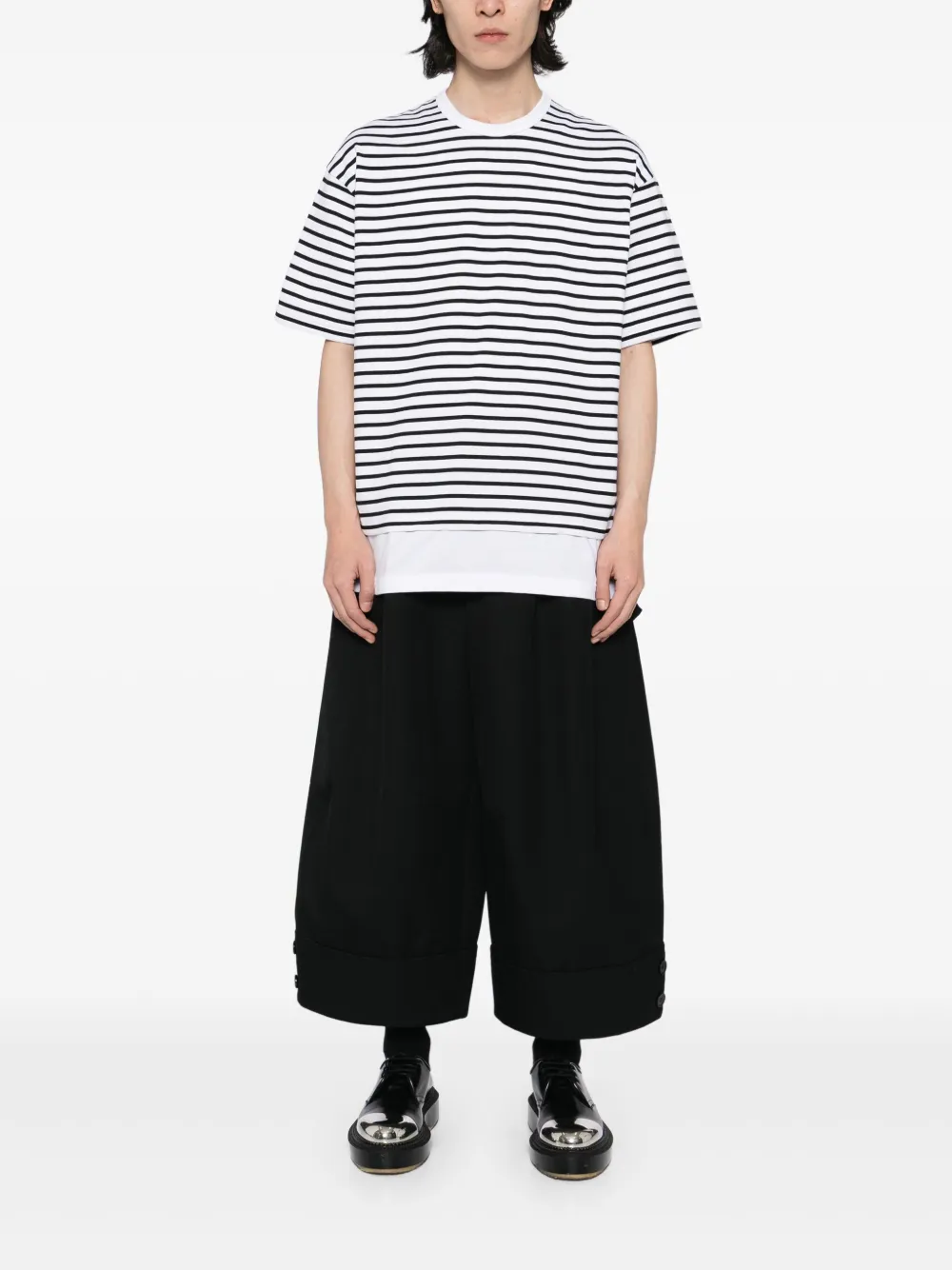 Comme des Garçons Homme Gestreept T-shirt - Wit