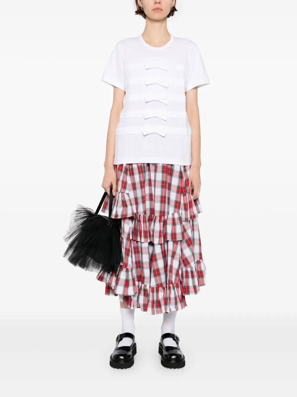 Comme Des Garçons Girl Katoenen gelaagde rok met tartan-ruit - Rood