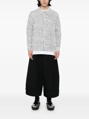 A13191 ブラックコムデギャルソン 18AW 袖切替 総柄シャツ 白黒 S A13191 ブラックコムデギャルソン 18AW 袖切替 総柄シャツ 白黒
