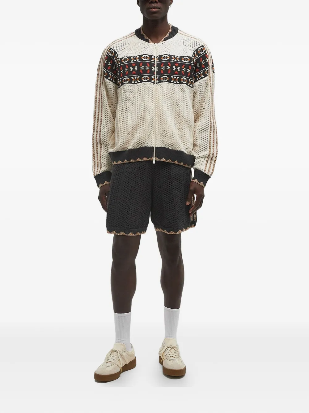 adidas herringbone-pattern knitted shorts | Track & Running Shorts | Image 2