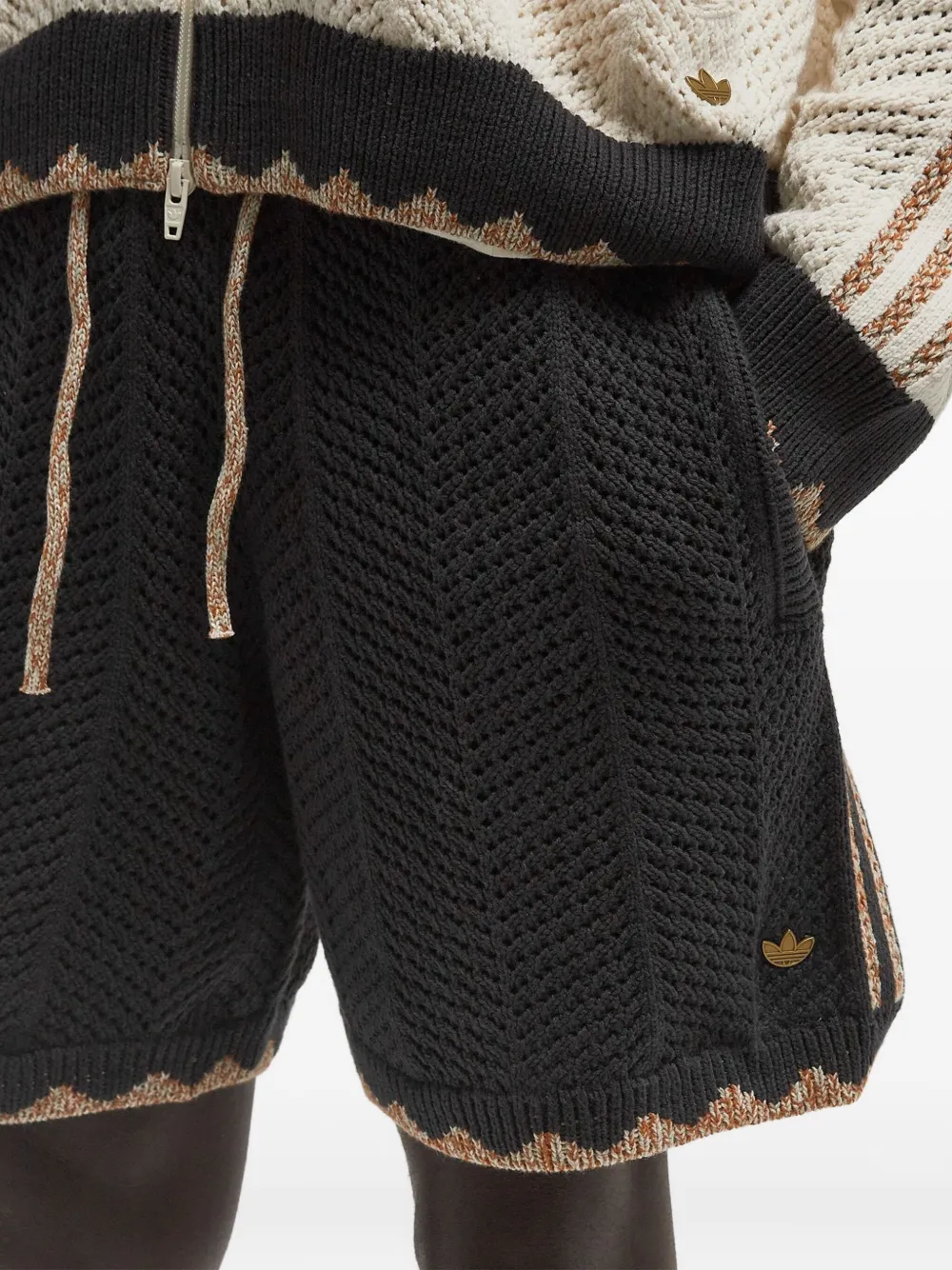Adidas Originals Herringbone-pattern Knitted Shorts In Black