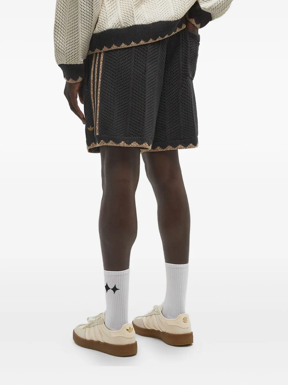 Adidas Originals Herringbone-pattern Knitted Shorts In Black