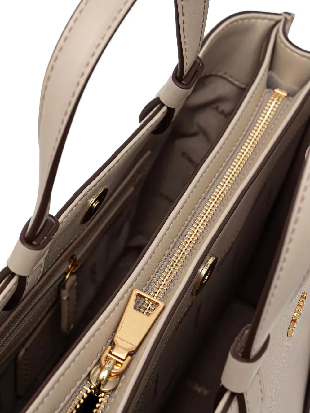 DKNY Leren shopper Beige