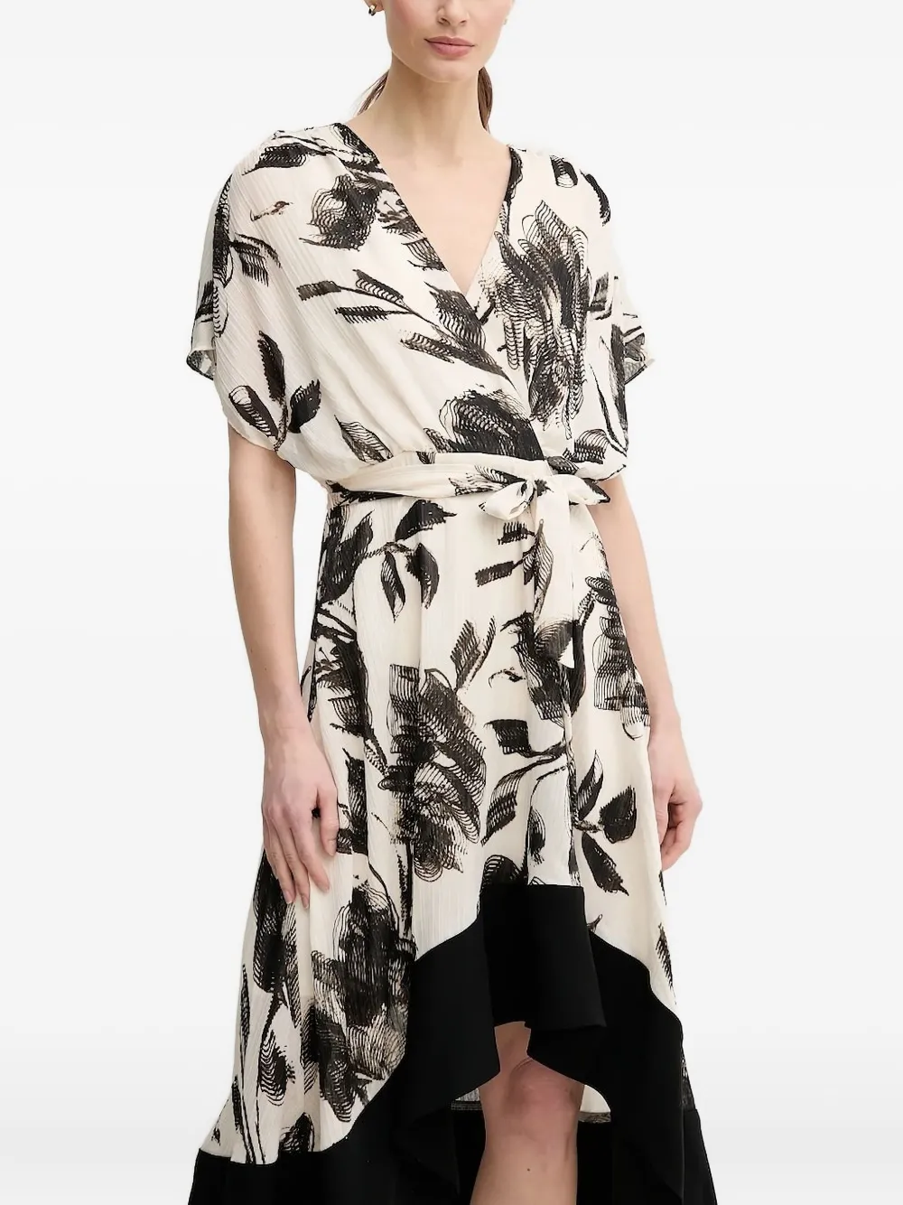 DKNY floral-print wrap asymmetric dress Wit