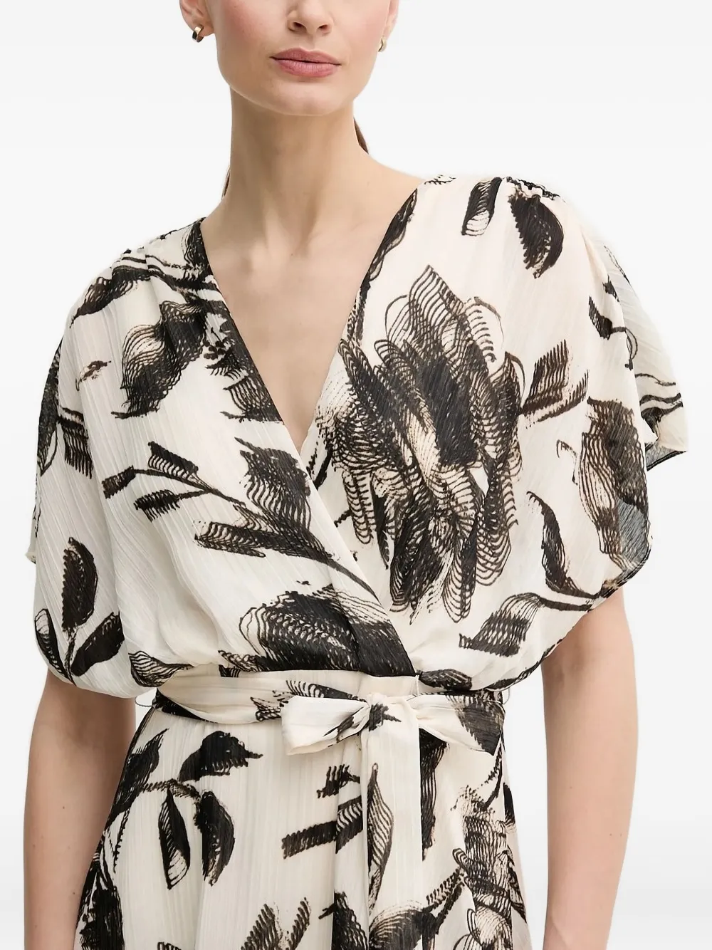 DKNY floral-print wrap asymmetric dress Wit