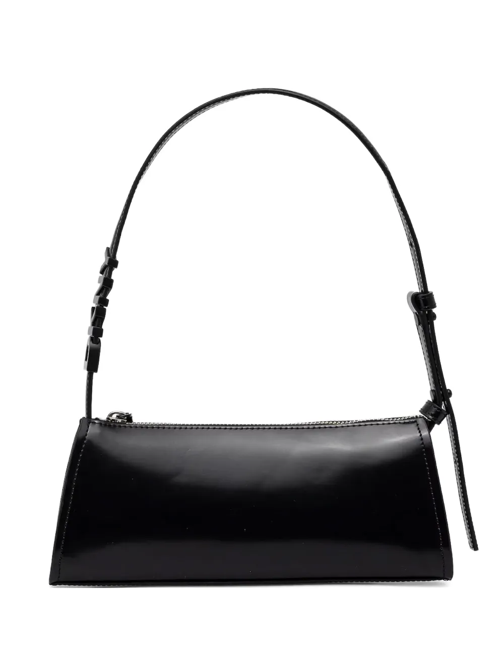 DKNY logo-plaque leather shoulder bag Zwart