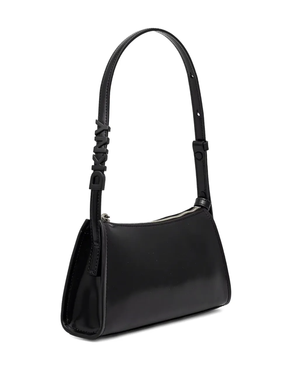 DKNY logo-plaque leather shoulder bag - Zwart