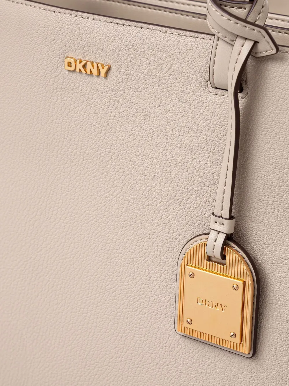 DKNY Leren shopper Beige
