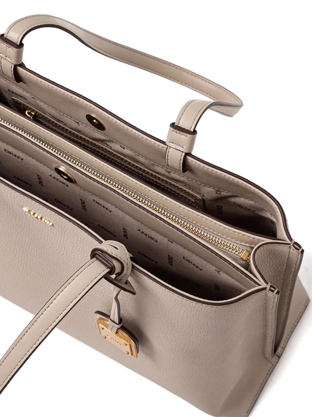 DKNY Leren shopper Beige