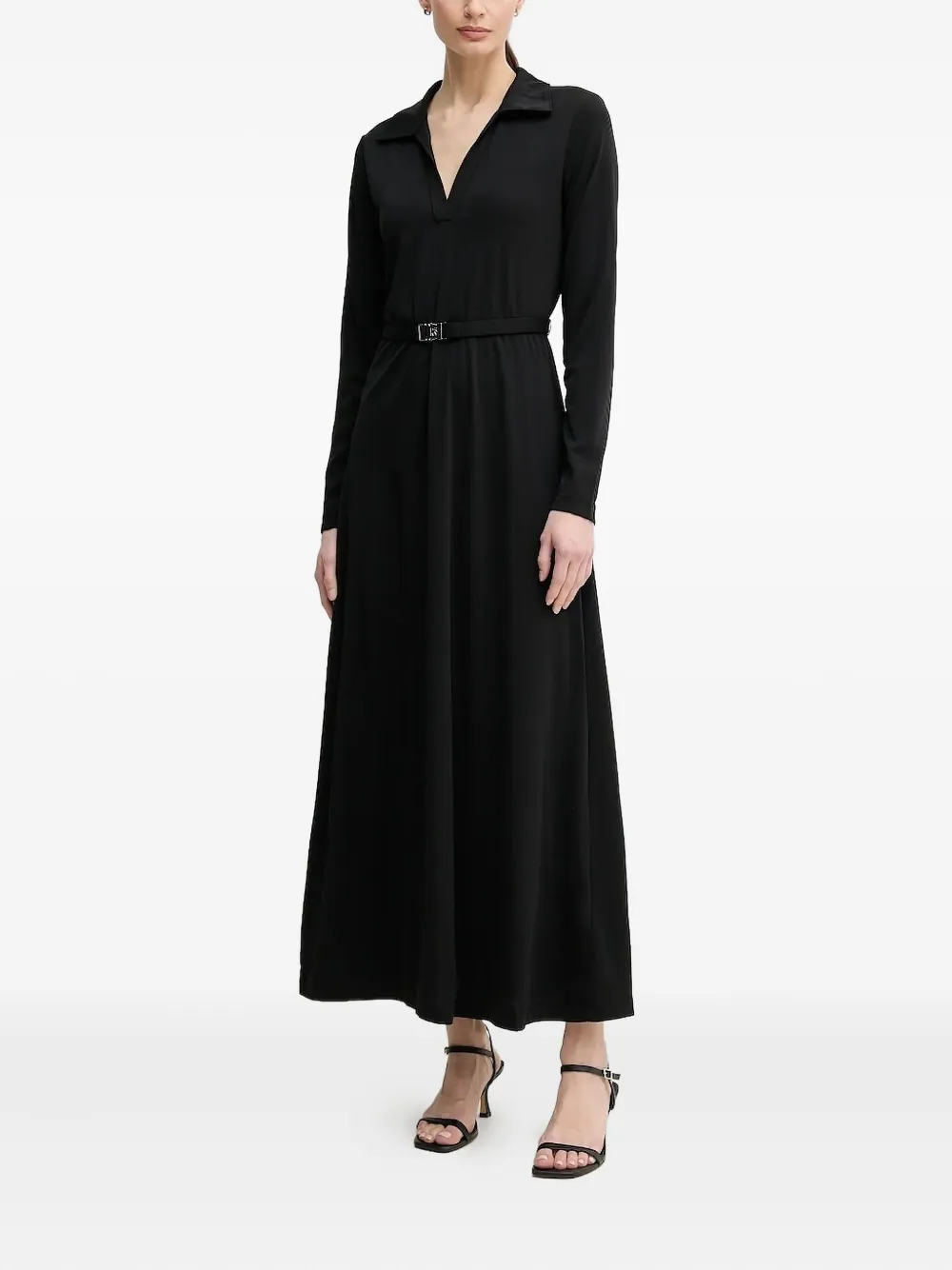 DKNY long-sleeved belted dress Zwart
