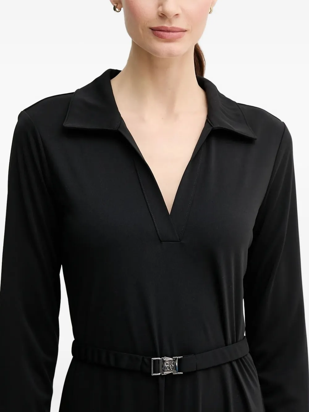 DKNY long-sleeved belted dress Zwart