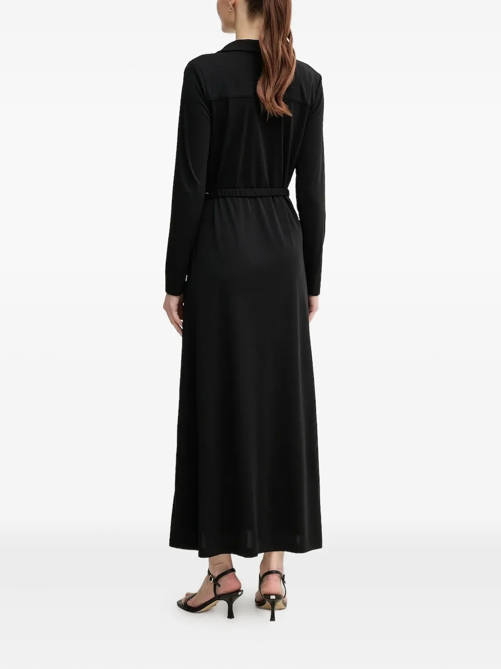 DKNY long-sleeved belted dress Zwart