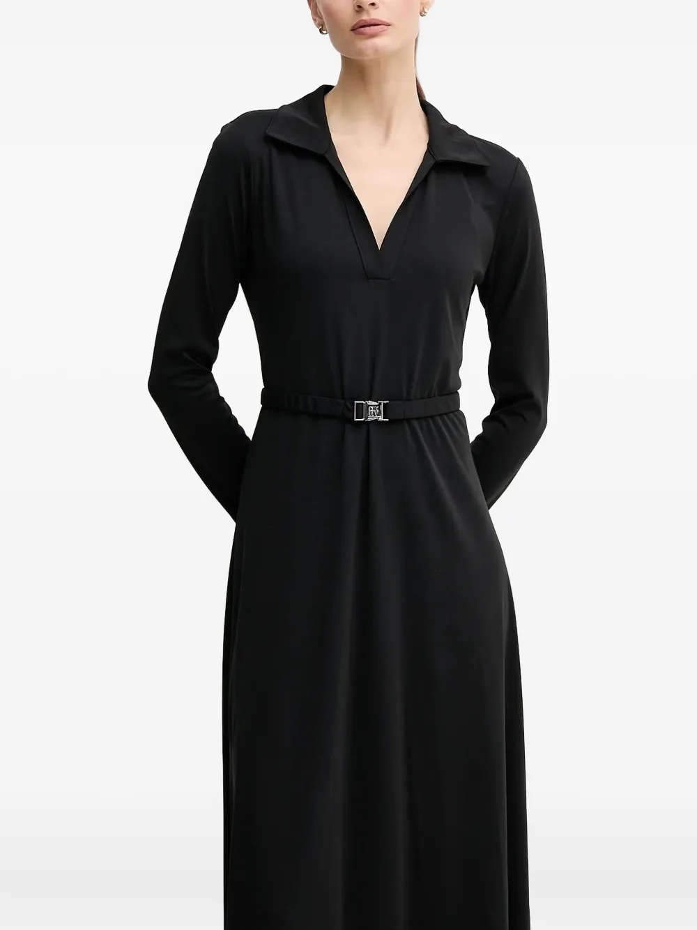 DKNY long-sleeved belted dress Zwart