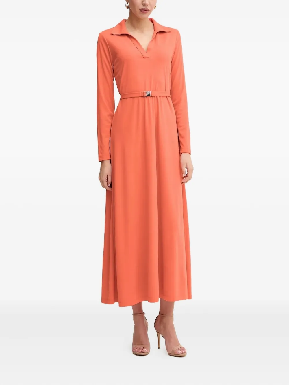 DKNY long-sleeved belted dress Oranje