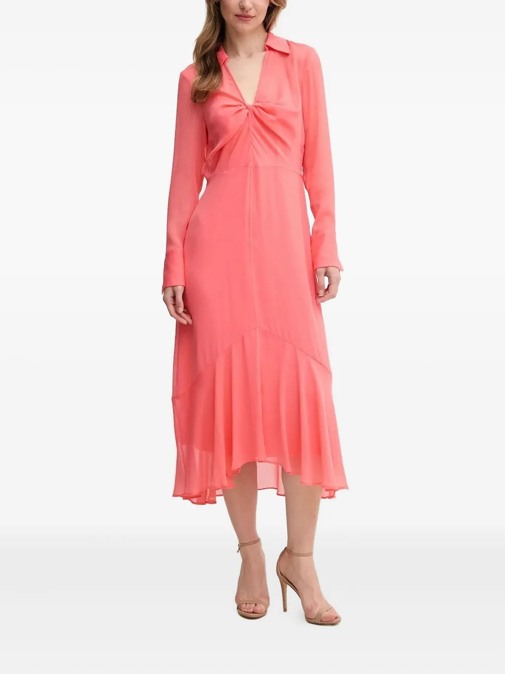 DKNY twist-front asymmetric-hem dress Oranje