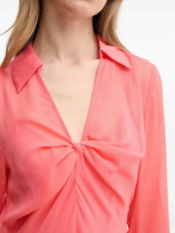 DKNY twist-front asymmetric-hem Dress | Pink | FARFETCH JO