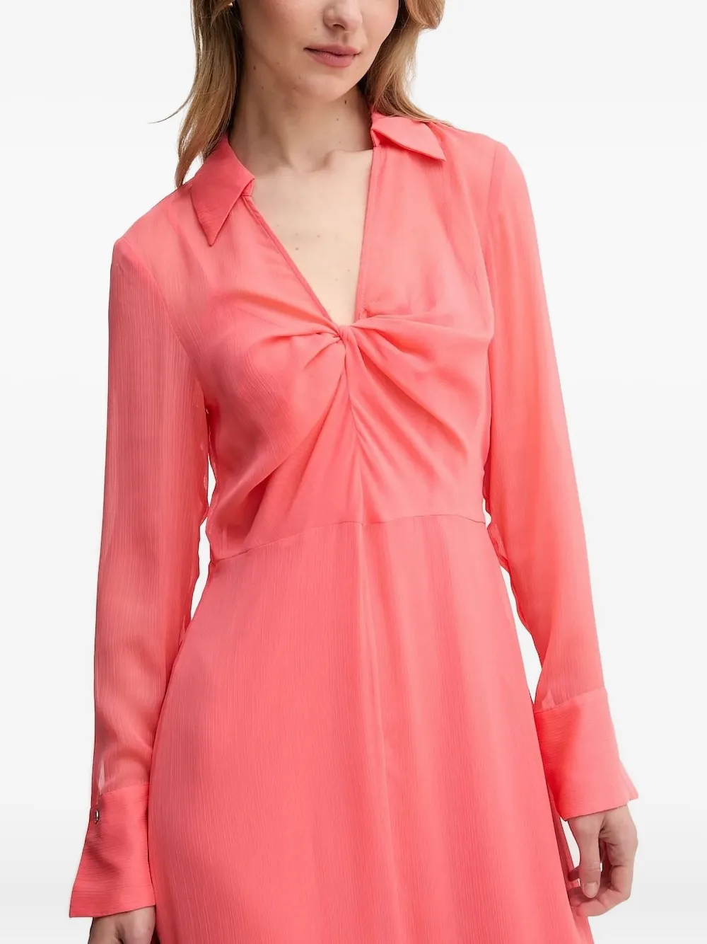 DKNY twist-front asymmetric-hem dress Oranje