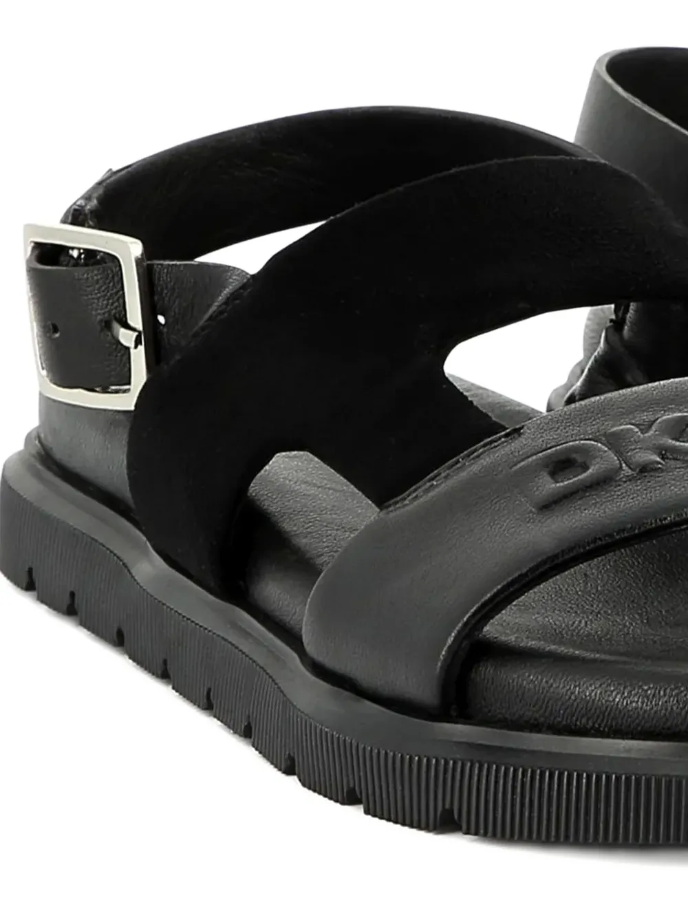 Dkny Logo-embossed Sandals In Black