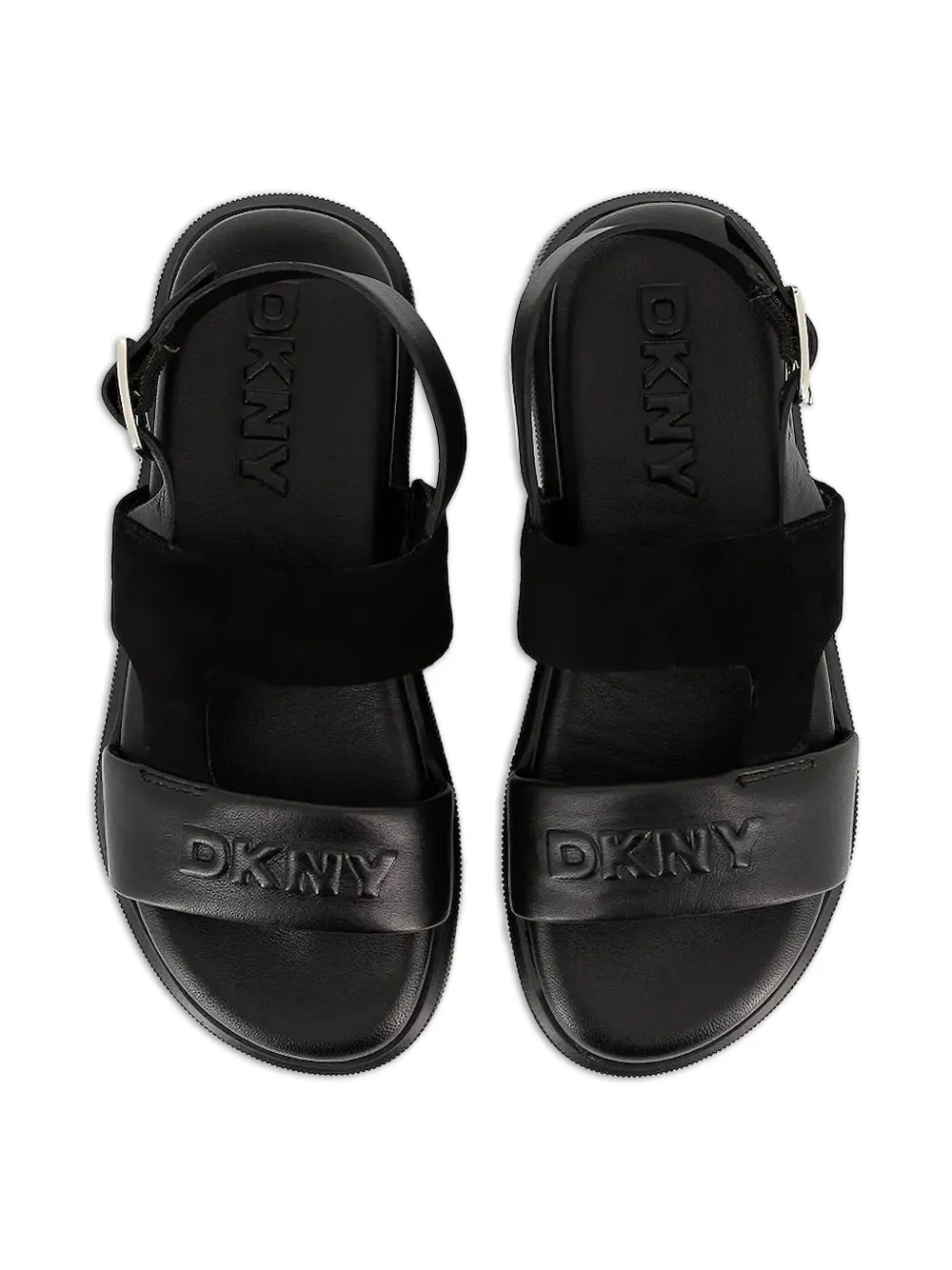 Dkny Logo-embossed Sandals In Black