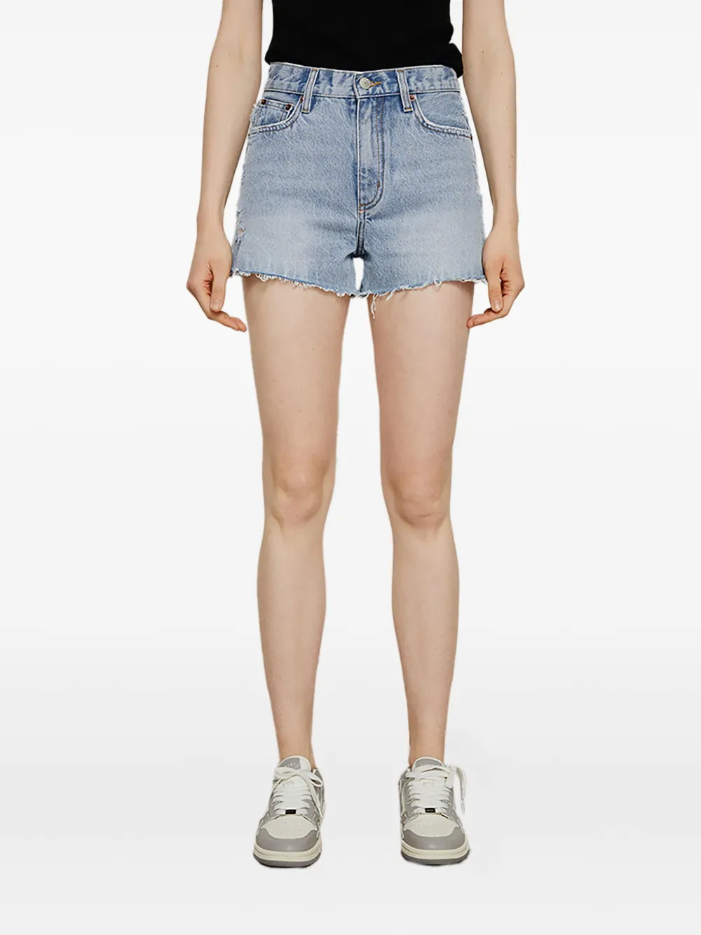 HEY JOANIE DISTRESSED-EFFECT SHORTS