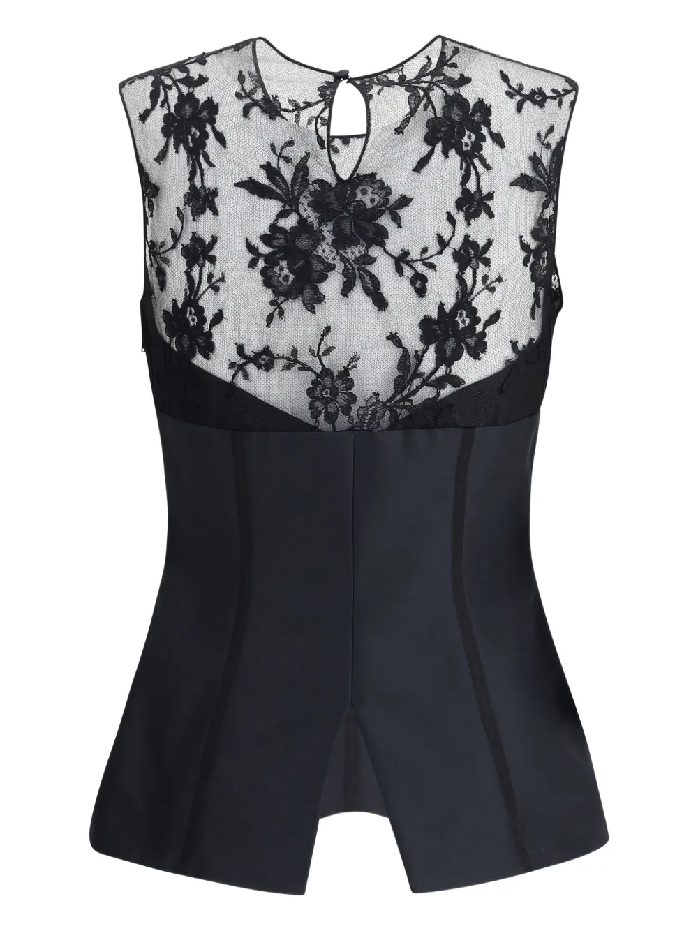 Alexander McQueen Bustier floral-lace top - Zwart