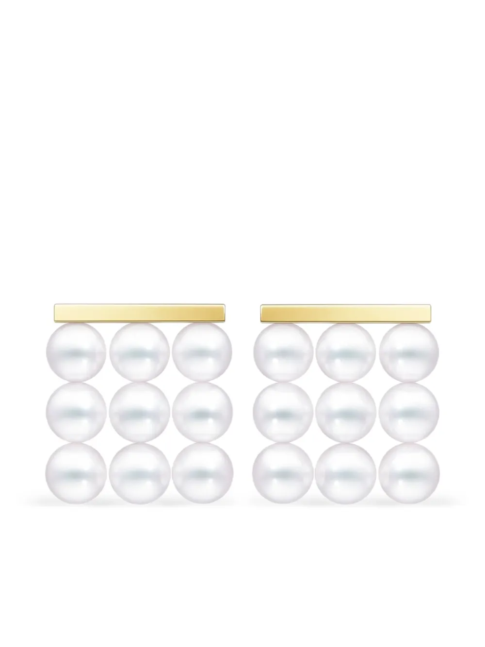 Tasaki 18k Yellow Gold Collection Line Balance Build Akoya Pearl Earrings