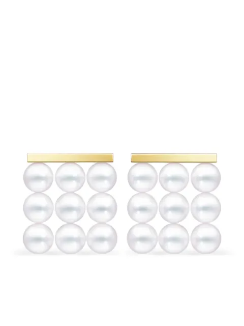 TASAKI 18K yellow gold Collection Line Balance Build Akoya pearl earrings