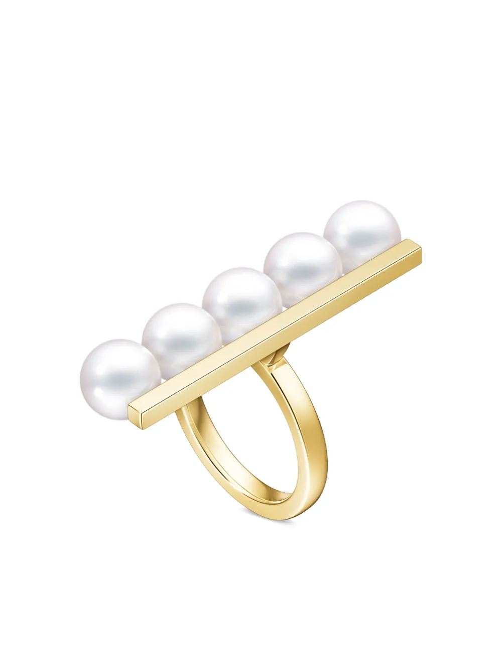 Tasaki 18k Yellow Gold Collection Line Balance Plus Akoya Pearl Ring
