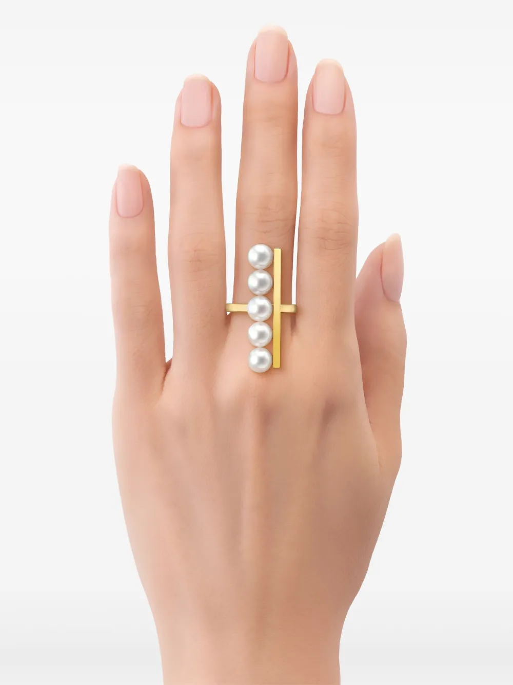 Tasaki 18k Yellow Gold Collection Line Balance Plus Akoya Pearl Ring