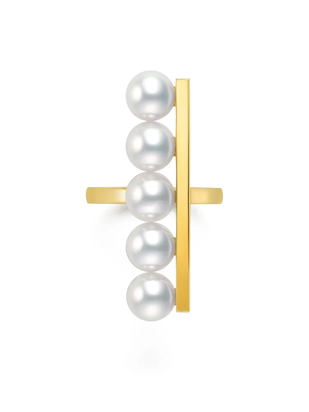 Tasaki 18k Yellow Gold Collection Line Balance Plus Akoya Pearl Ring
