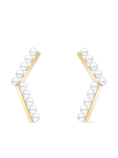 TASAKI 18K yellow gold Collection Line Balance Arm Akoya pearl earrings