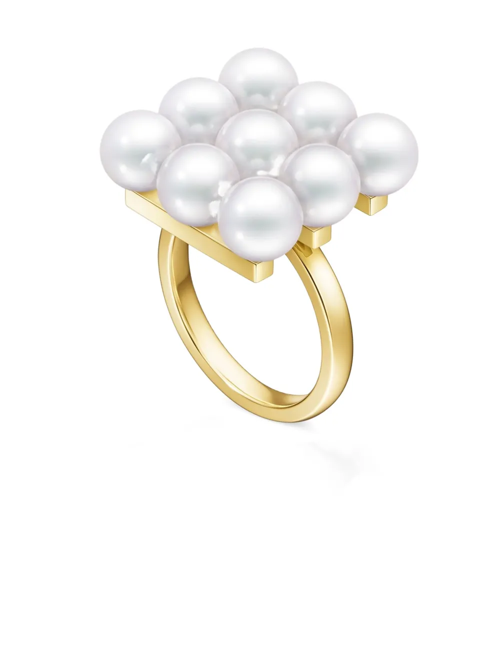 TASAKI Anello Collection Line Balance Build in oro giallo 18kt con perle Akoya