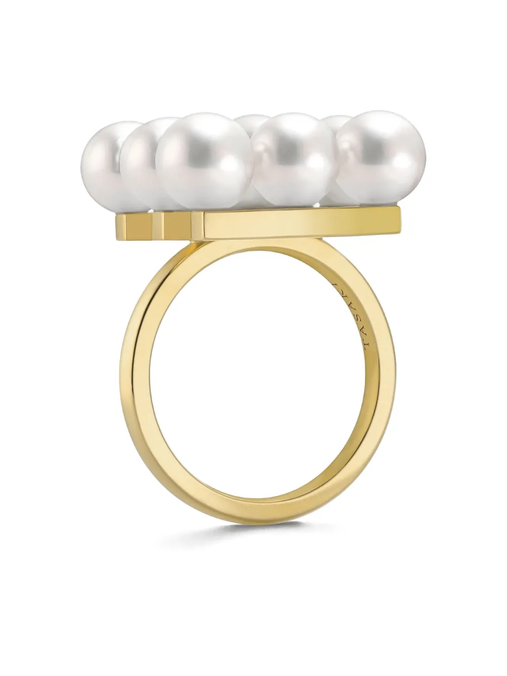 Tasaki 18k Yellow Gold Collection Line Balance Build Akoya Pearl Ring