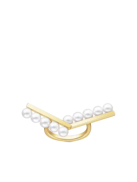 TASAKI 18K yellow gold Collection Line Balance Arm Akoya pearl ring