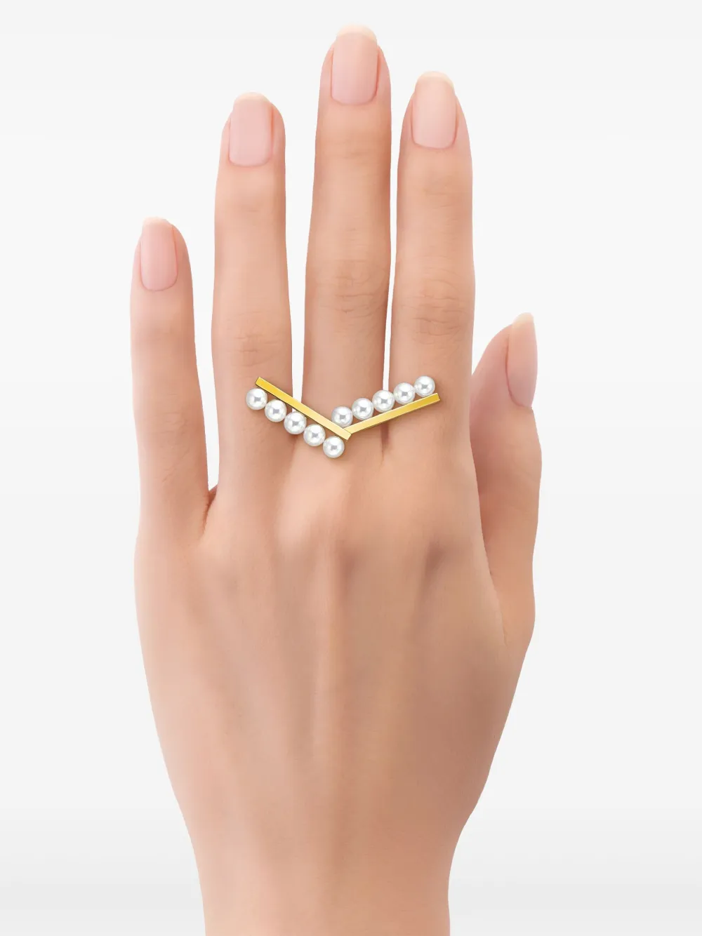 TASAKI 18K yellow gold Collection Line Balance Arm Akoya pearl ring | Image 2