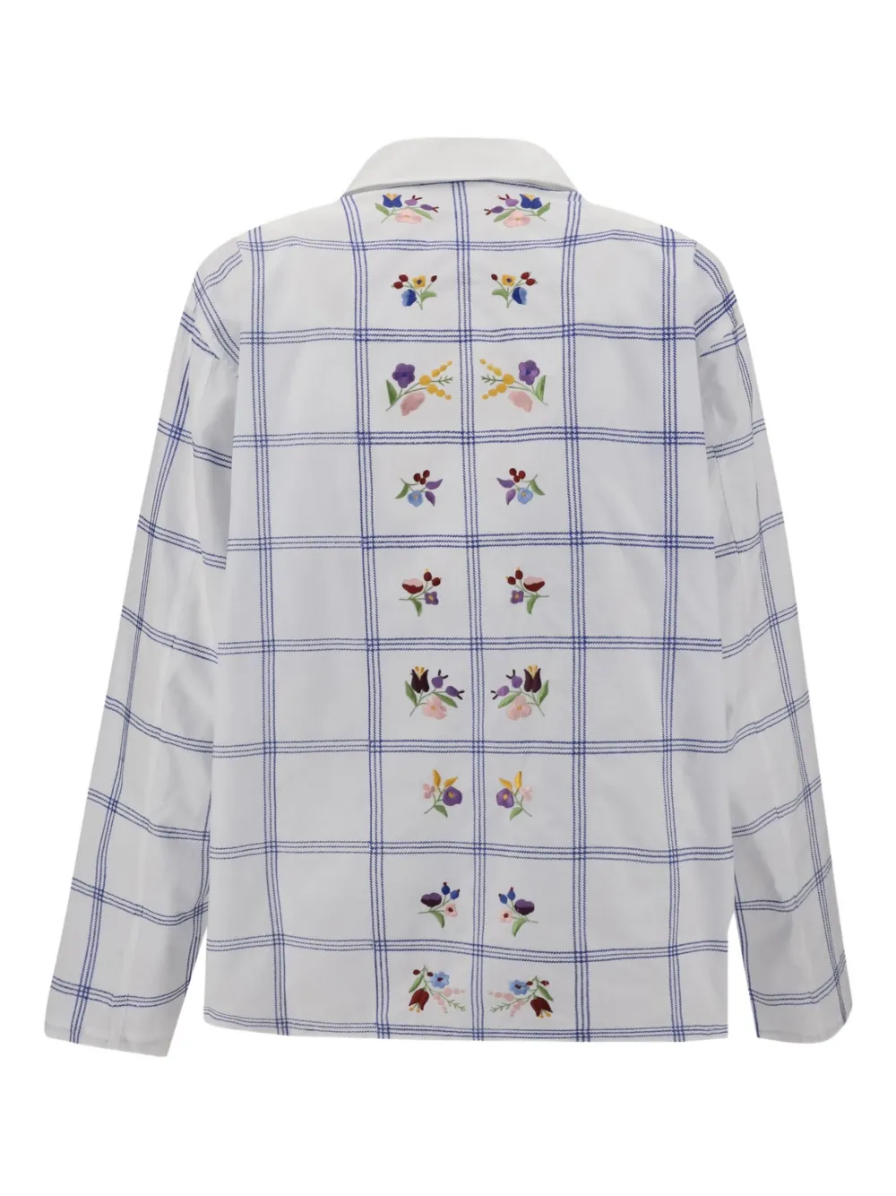 Baziszt floral-embroidered checked shirt - Wit