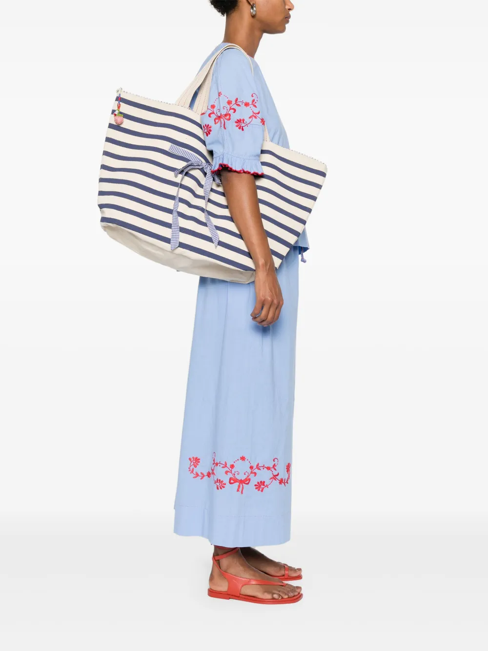 Pero Gestreepte shopper - Beige