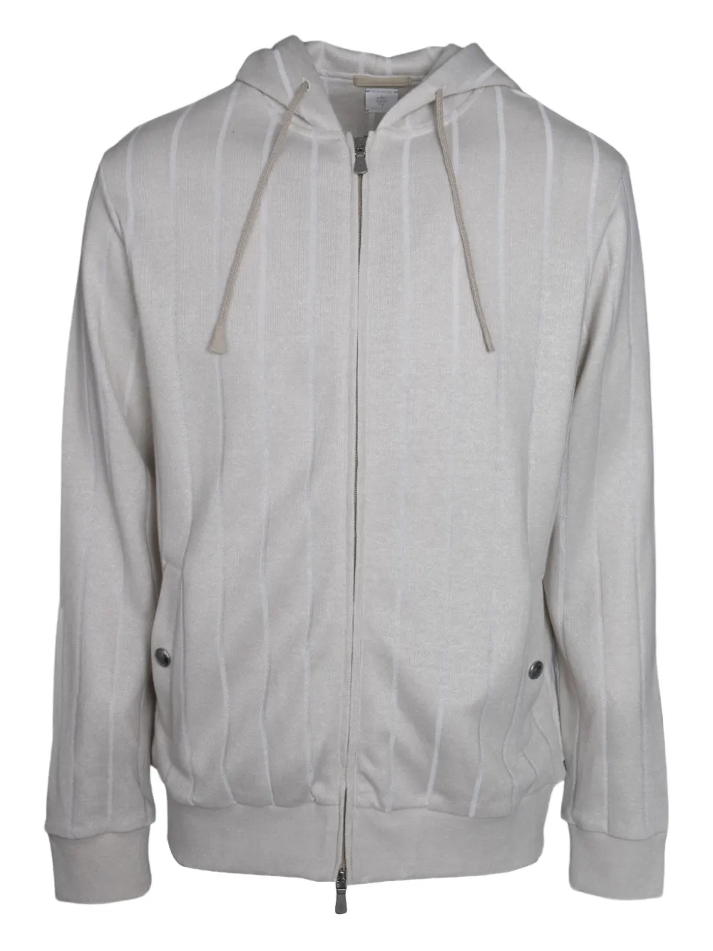 Eleventy striped zip-up hoodie Beige