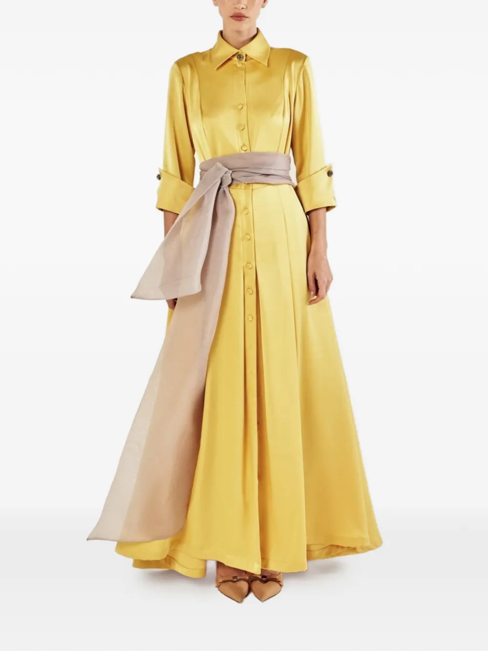 Baruni Allegra button maxi dress - Giallo