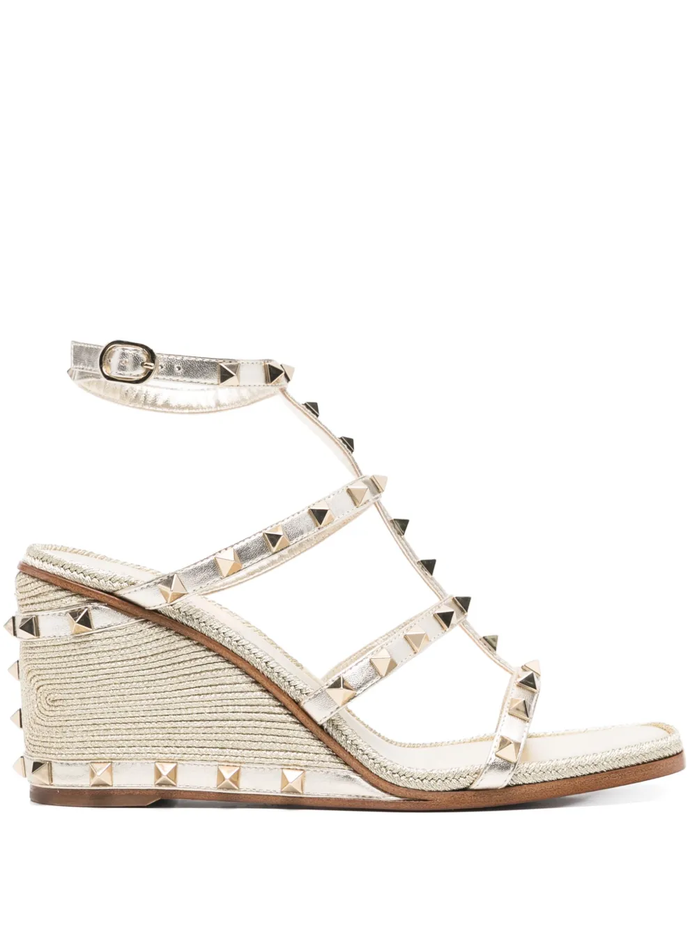 Valentino Garavani 85mm Rockstud wedge sandals Gold