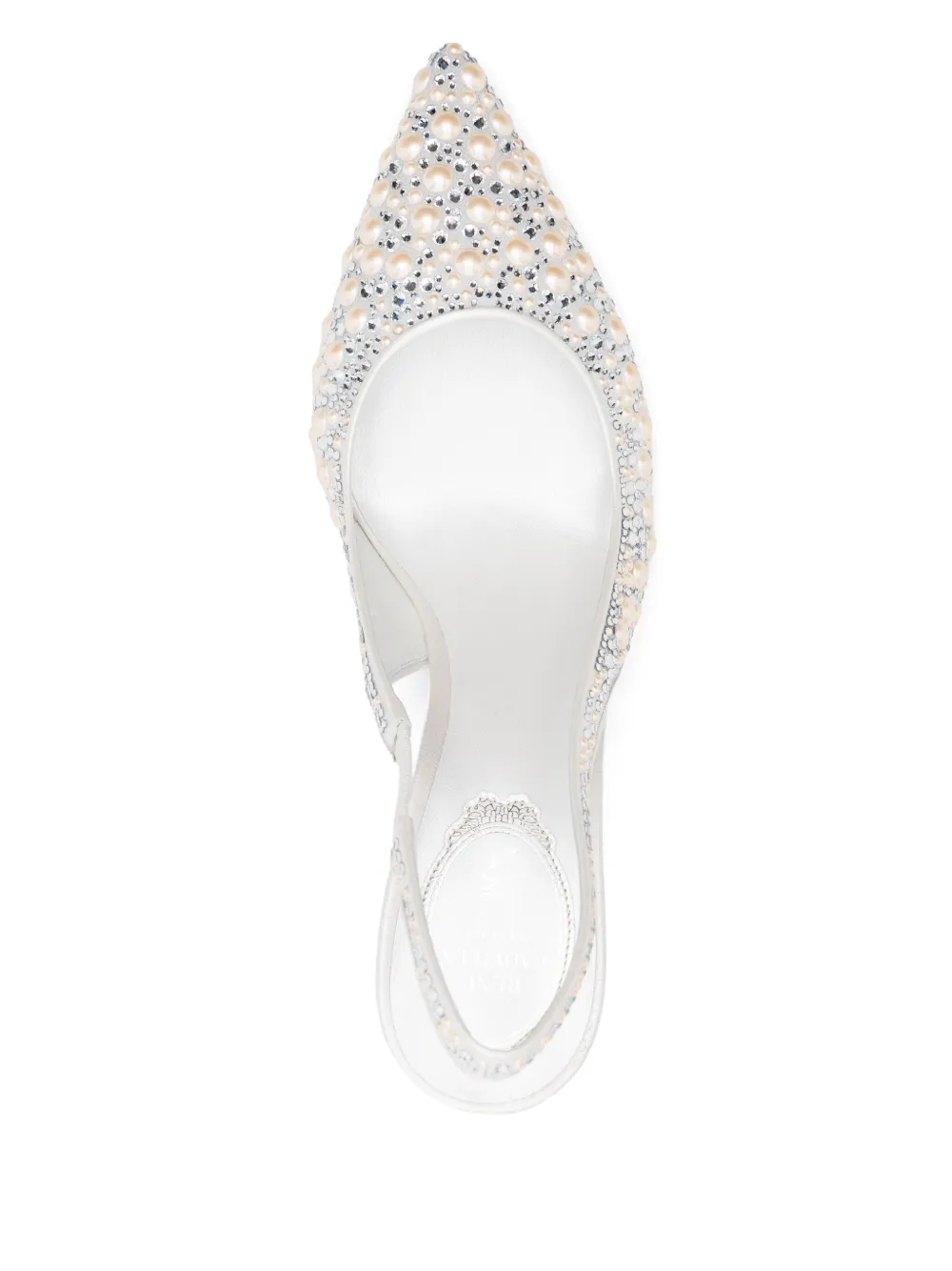 René Caovilla 80 mm pumps met parels Wit