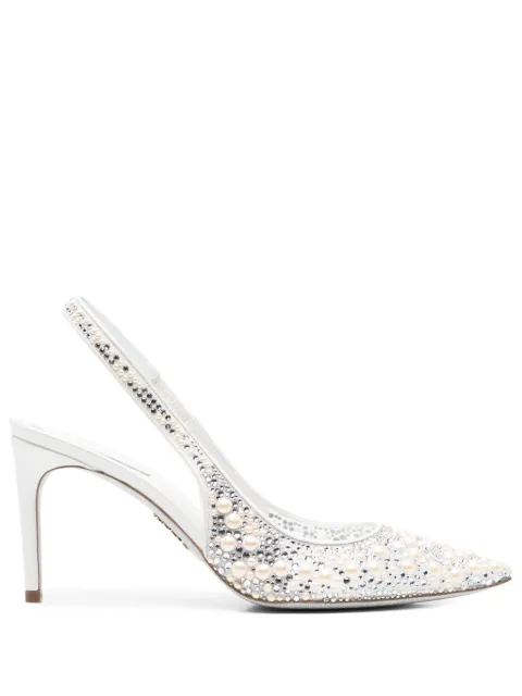 René Caovilla zapatillas con detalles de perlas y tacón de 80mm