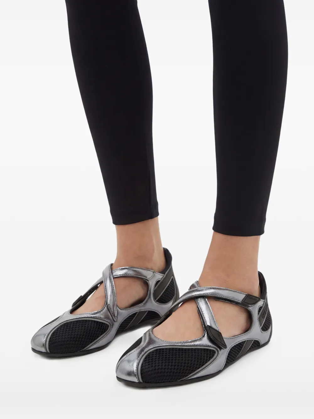 The Attico Floor 01 ballerina's met mesh bandje Zwart