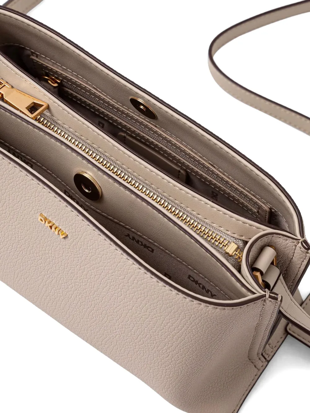DKNY Leren crossbodytas Beige