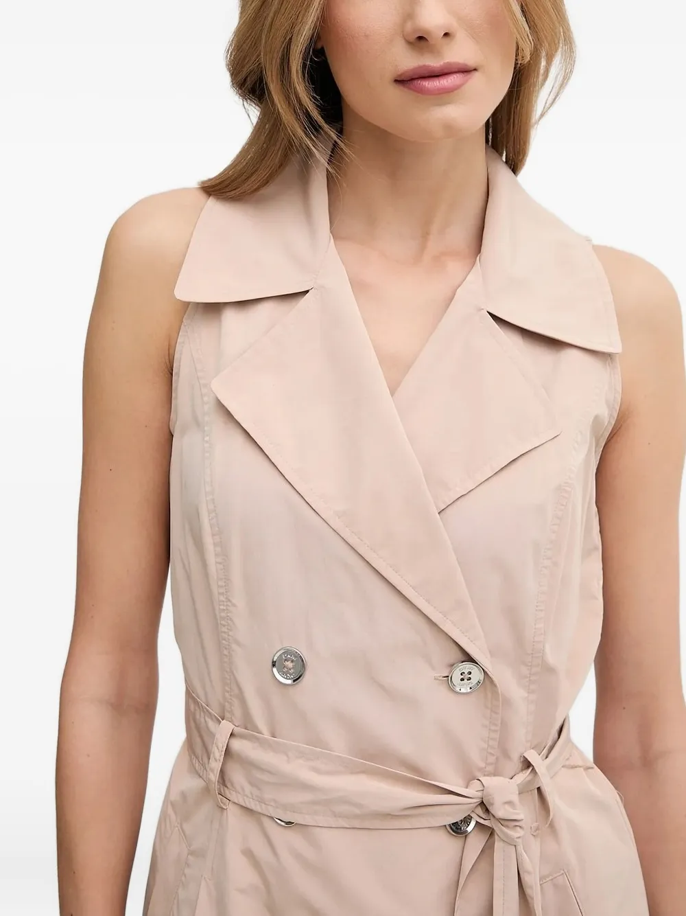 DKNY double-breasted sleeveless belted dress Beige