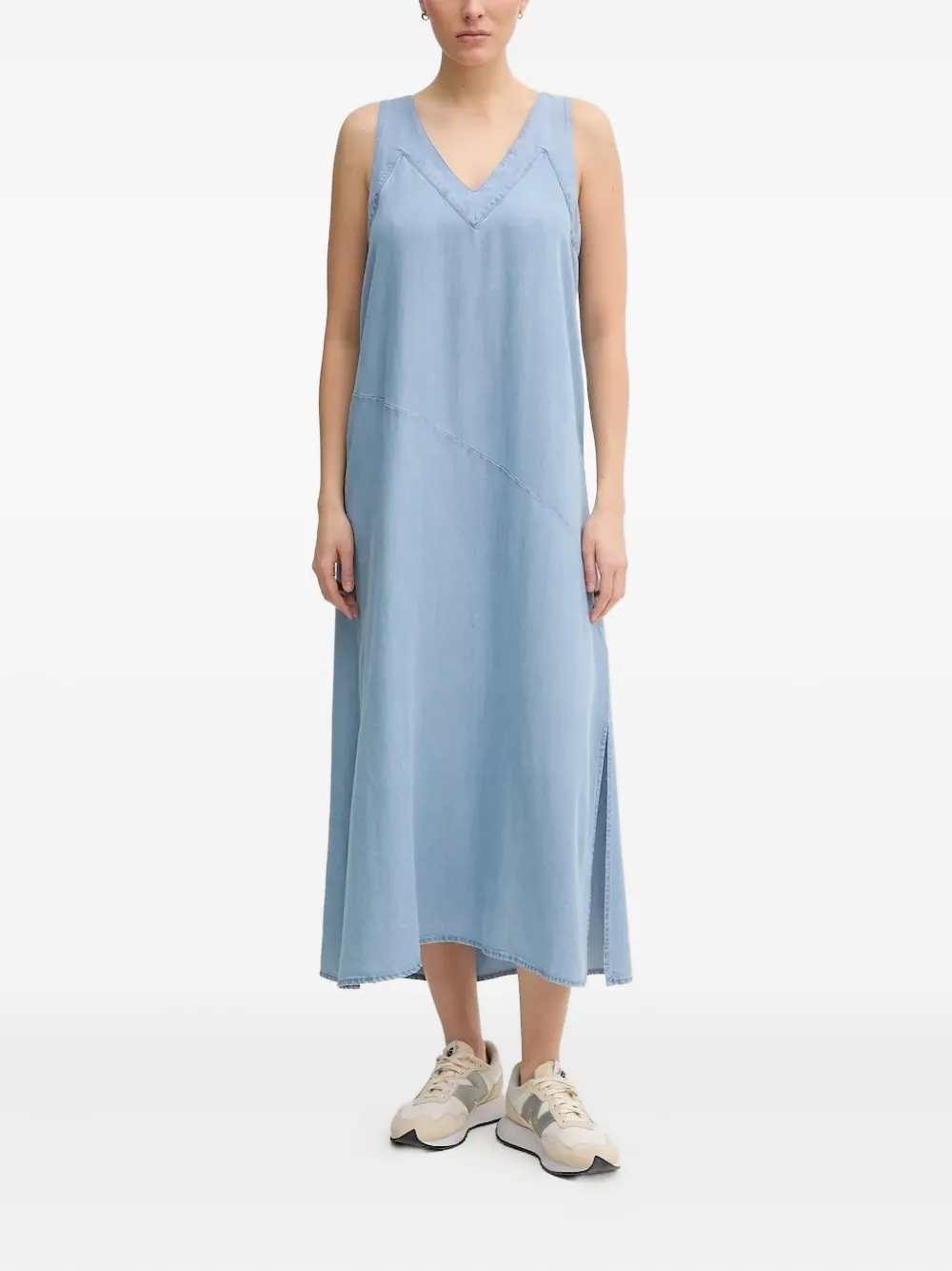 DKNY V-neck sleeveless midi dress Blauw
