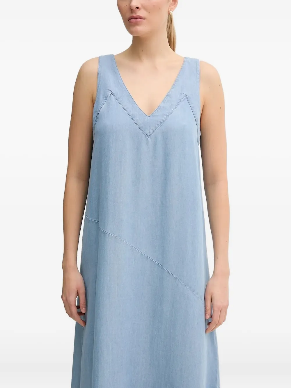 DKNY V-neck sleeveless midi dress Blauw