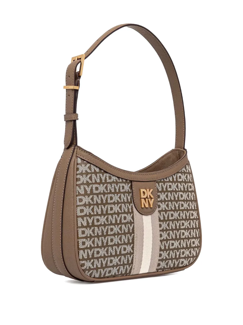 DKNY Canvas schoudertas met monogram - Beige